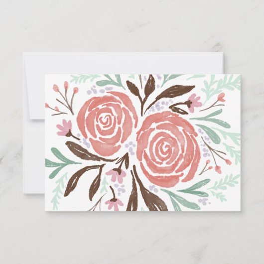 Koraal Waterverf Rozen Bloemen Bruiloft Save The Date (Achterkant)