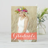 Koraal Waterverf Splash Foto Afstuderen Kaart (Staand voorkant)