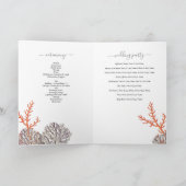 Koraal Waterverf Strand Bruiloft Orde van Service Programma (Binnen)
