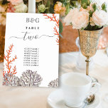 Koraal Waterverf Strand Modern Bruiloft Kaart<br><div class="desc">Een modern monogram koraal bruiloft ontwerp. Een strand thema ontwerp dat waterverf koralen gebruikt om een elegant zomerbruiloft ontwerp te creëer. Een charmant koraal en grijs tropisch strand ontwerp met behulp van classy script typografie. Een elegante kuststrand thema trouwtafel nummer kaart ontwerp met moderne elementen. Bijpassende koraal bruiloft uitnodigingen en...</div>