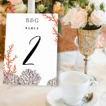 Koraal Waterverf Strand Modern Bruiloft Kaart<br><div class="desc">Een modern monogram koraal bruiloft ontwerp. Een strand thema ontwerp dat waterverf koralen gebruikt om een elegant zomerbruiloft ontwerp te creëer. Een charmant koraal en grijs tropisch strand ontwerp met behulp van classy script typografie. Een elegante kuststrand thema trouwtafel nummer kaart ontwerp met moderne elementen. Bijpassende koraal bruiloft uitnodigingen en...</div>