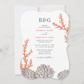 Koraal Waterverf Strand Modern Bruiloft Kaart (Voorkant)