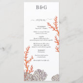 Koraal Waterverf Strand Modern Bruiloft Menu (Voorkant)