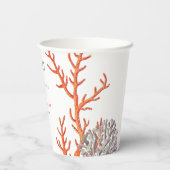 Koraal Waterverf Strand Modern Bruiloft Papieren Bekers (Achterkant)