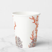 Koraal Waterverf Strand Modern Bruiloft Papieren Bekers (Rechts)