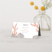 Koraal Waterverf Strand Modern Bruiloft Plaatskaartje (Achterkant)