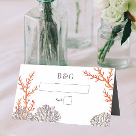 Koraal Waterverf Strand Modern Bruiloft Plaatskaartje