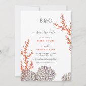 Koraal Waterverf Strand Modern Bruiloft Save The Date (Voorkant)