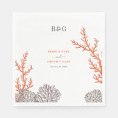 Koraal Waterverf Strand Modern Bruiloft Servet (Voorkant)