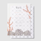 Koraal Waterverf Strand Modern Bruiloft Vellum Uitnodigingen (Offset (Uitnodiging))