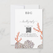 Koraal Waterverf Strand Modern Huwelijk QR Code RSVP Kaartje (Voorkant)