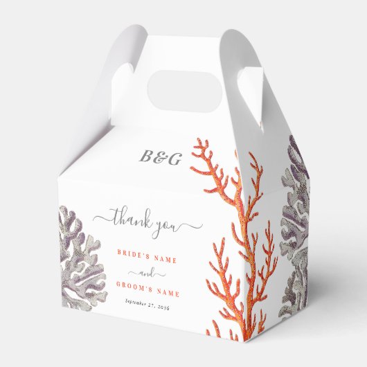 Koraal Waterverf Strand Modern Huwelijkscadeau Bedankdoosjes (Voorkant Zijde)