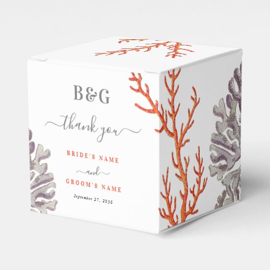 Koraal Waterverf Strand Modern Huwelijkscadeau Bedankdoosjes (Voorkant Zijde)