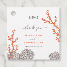 Koraal Waterverf Strand Modern Huwelijkscadeau Bedankjes Labels