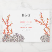 Koraal Waterverf Strand Modern Huwelijksgunst Sparkling Wijnetiket (Enkel label)