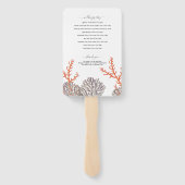 Koraal Waterverf Strand Modern Huwelijksprogramma Handwaaier (Achterkant)