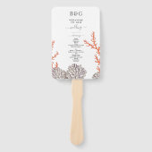 Koraal Waterverf Strand Modern Huwelijksprogramma Handwaaier (Voorkant)