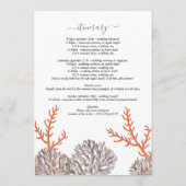 Koraal Waterverf Strand Modern Huwelijksroute Programmakaart (Achterkant)