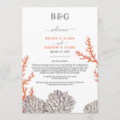 Koraal Waterverf Strand Modern Huwelijksroute Programmakaart (Voorkant)