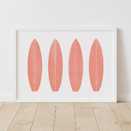 Koraal Waterverf Surfplanken Keurzurierdecor Poster