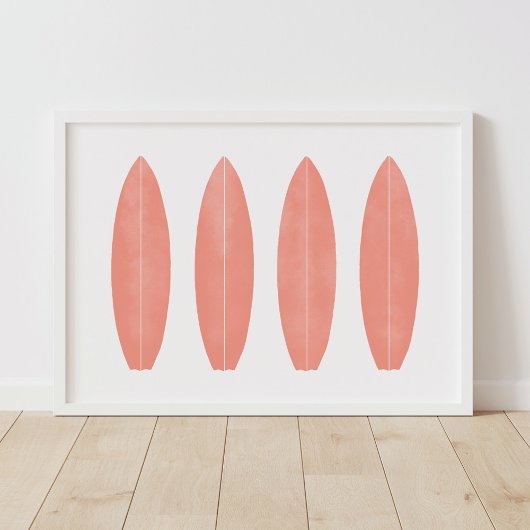 Koraal Waterverf Surfplanken Keurzurierdecor Poster