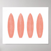 Koraal Waterverf Surfplanken Keurzurierdecor Poster (Voorkant)