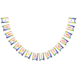 Koraal Waterverf Typografie Happy Birthday Regenbo Vlaggetjes