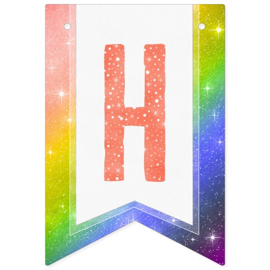 Koraal Waterverf Typografie Happy Birthday Regenbo Vlaggetjes (Tweede vlag)