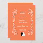 Koraal Wedding Programma Bruid Groom Design Programmakaart (Voorkant / Achterkant)