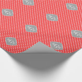 Koraal Wht Polka Dots Dk Gray Quatrefoil 3 Monogra Cadeaupapier (Hoek)