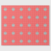 Koraal Wht Polka Dots Dk Gray Quatrefoil 3 Monogra Cadeaupapier (Vlak)