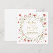 Koraal Wildbloem Doop Aankondiging Gouden Letterty (Voorkant / Achterkant)