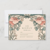 Koraal Wilde Bloem Frame bruiloft RSVP Kaartje (Voorkant)
