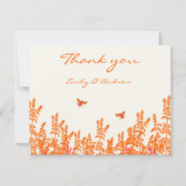 Koraal Wildflower Romantic Bumble bee Wedding RSVP Bedankkaart