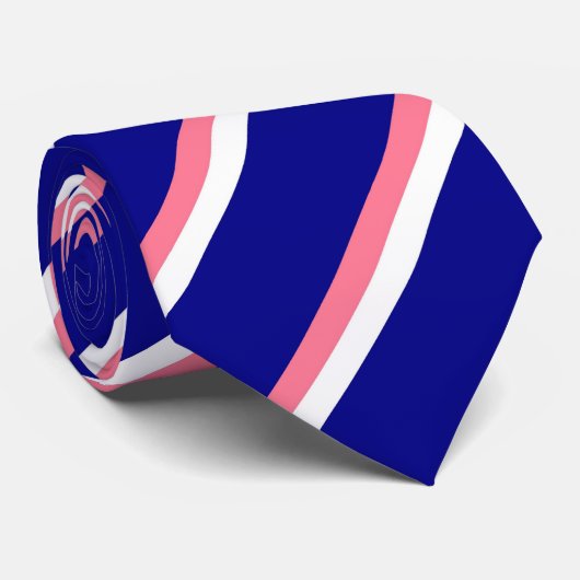 Koraal, wit, blauw gestreept Stropdas (Opgerold)