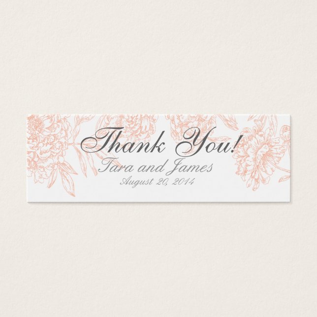 Koraal Wit  Bloemen Bruiloft Favor Labels Mini Visitekaartjes (Voorkant)
