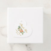 koraal wit bloemengoud bruiloft dank u hart bedankjes labels (In situ)