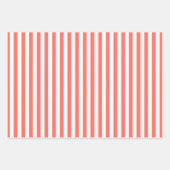 Koraal Wit Eenvoudige Strepen Patroon Geometrisch Inpakpapier Vel (Voorkant 3)