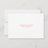 Koraal & Wit Elegant Eenvoudige RSVP Bruiloft Kaar (Achterkant)