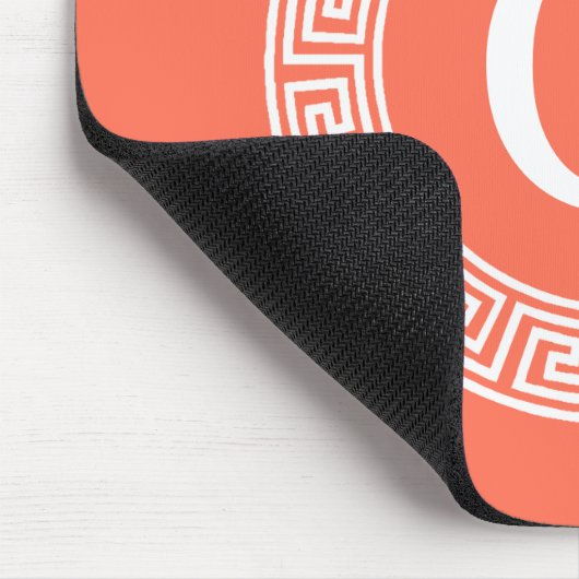 Koraal Wit Grieks Sleutel Rnd Lijst Initiaal Monog Muismat (Hoek)