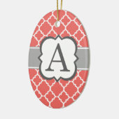 Koraal Wit Monogram Letter A Quatrefoil Keramisch Ornament (Links)