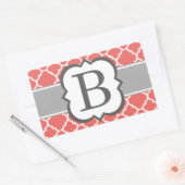 Koraal Wit Monogram Letter B Quatrefoil Rechthoekige Sticker (Envelop)