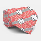 Koraal Wit Monogram Letter C Quatrefoil Stropdas (Opgerold)