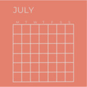 Koraal Wit Ongedateerde Juli Kalender voor Organis Sticker (Voorkant)