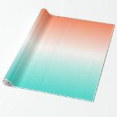 Koraal Wit Turquoise Ombre Cadeaupapier (Uitgerold)