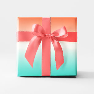 Koraal Wit Turquoise Ombre Cadeaupapier