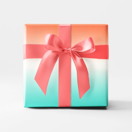 Koraal Wit Turquoise Ombre Cadeaupapier