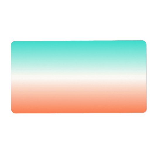Koraal Wit Turquoise Ombre Etiket (Voorkant)