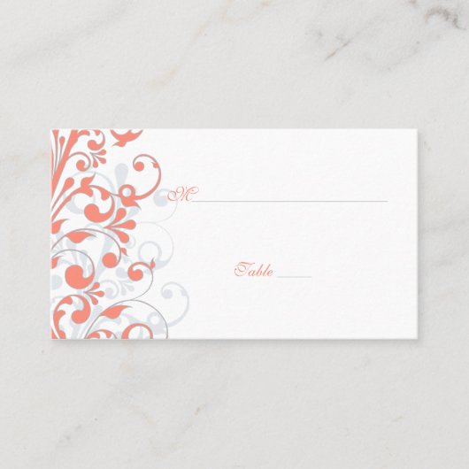 Koraal, Witte Bloemen Trouwplaats Kaarten Plaatskaartje (Voorkant)