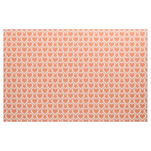 Koraal Witte Harten Patroon Stof (Fat Quarter)